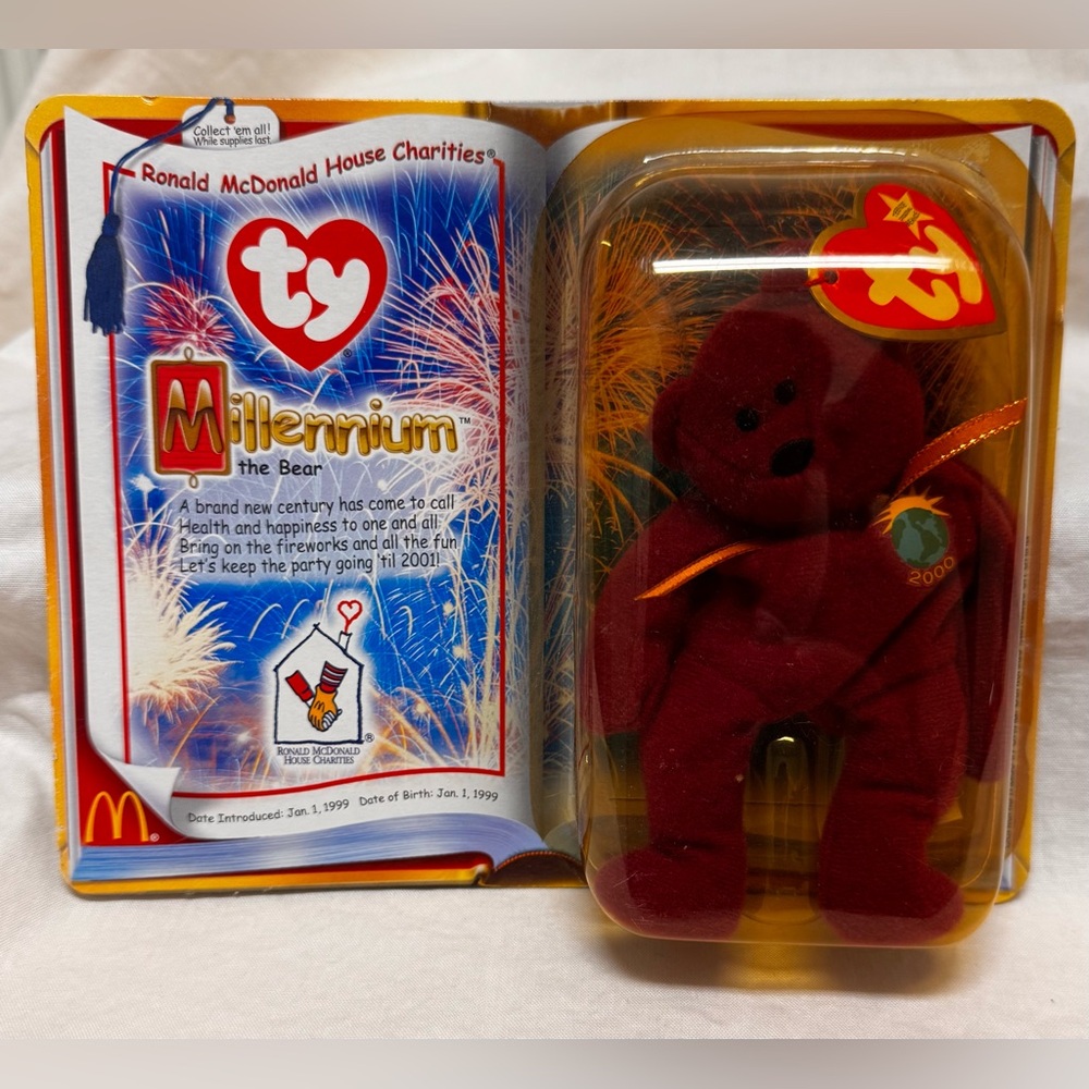 Vintage Millennium The Bear Teenie Beanie Baby McDonalds 2000  In Package
